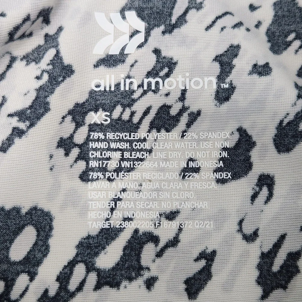 All in Motion Swim‎ Top Juniors XS Gray Leopard Crop Rash Guard Tie Back UPF 50+